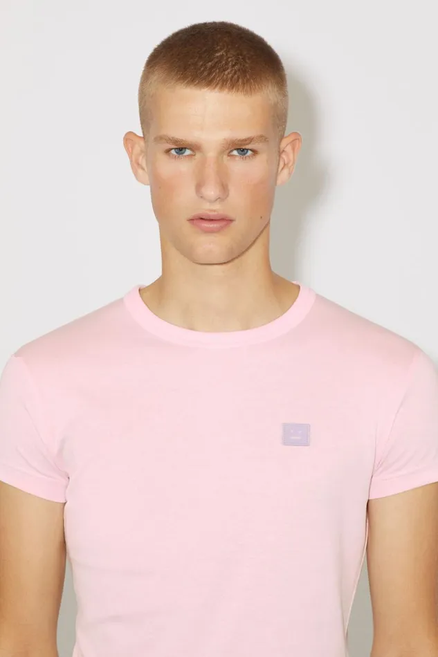 Women Crew Neck Tshirt 8211 Fitted Fit Light Pink Acne Studios Tshirts