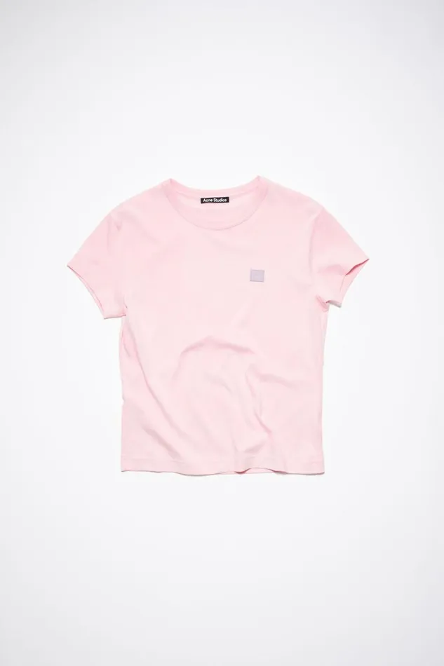 Women Crew Neck Tshirt 8211 Fitted Fit Light Pink Acne Studios Tshirts