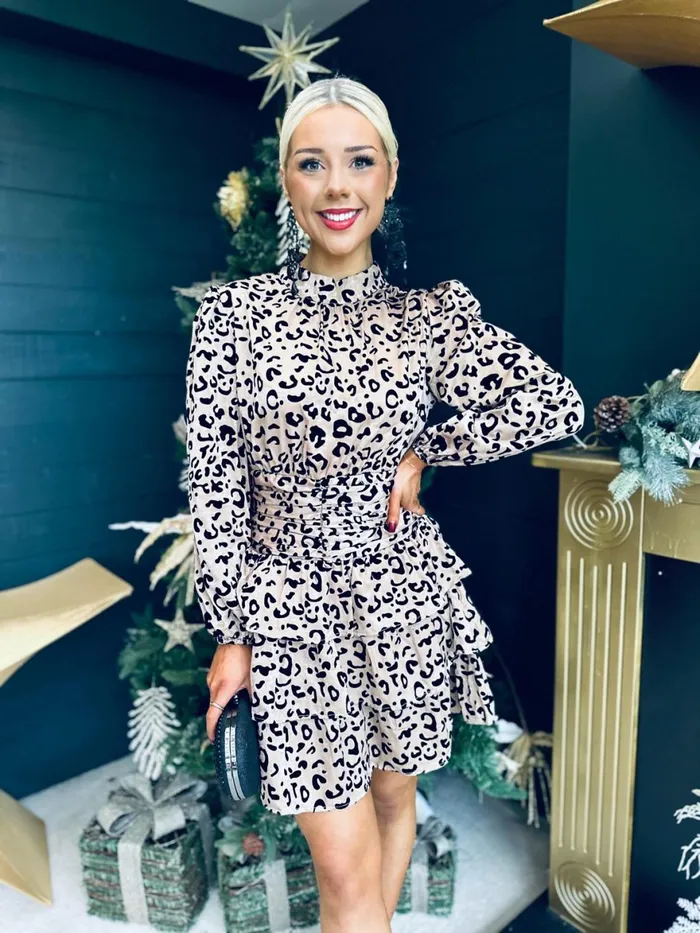 Women Day Dress Canella Lane Paula Banded Mini Dress Leopard