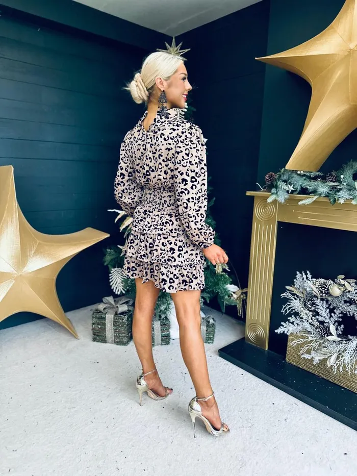 Women Day Dress Canella Lane Paula Banded Mini Dress Leopard