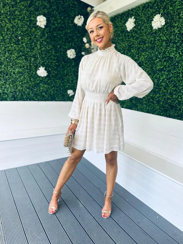 Women Day Dress Canella Lane Sabrina Banded Mini Dress Cream