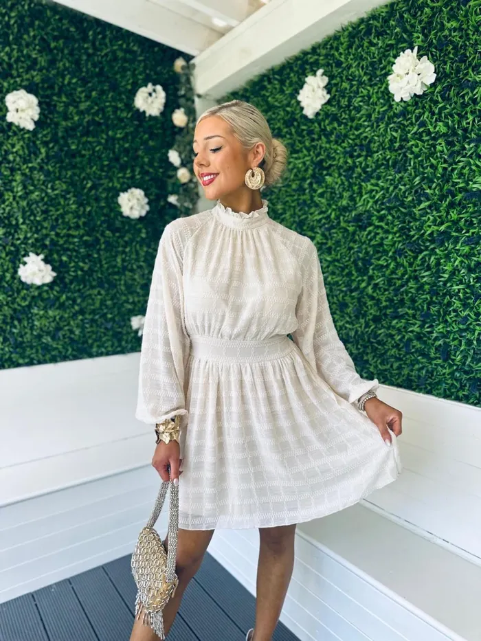 Women Day Dress Canella Lane Sabrina Banded Mini Dress Cream