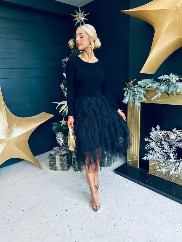 Women Day Dress Canella Lane Sami Detailed Midi Dress Black