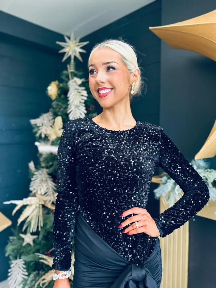 Women Day Dress Canella Lane Savana Sequin Detail Mini Dress Black