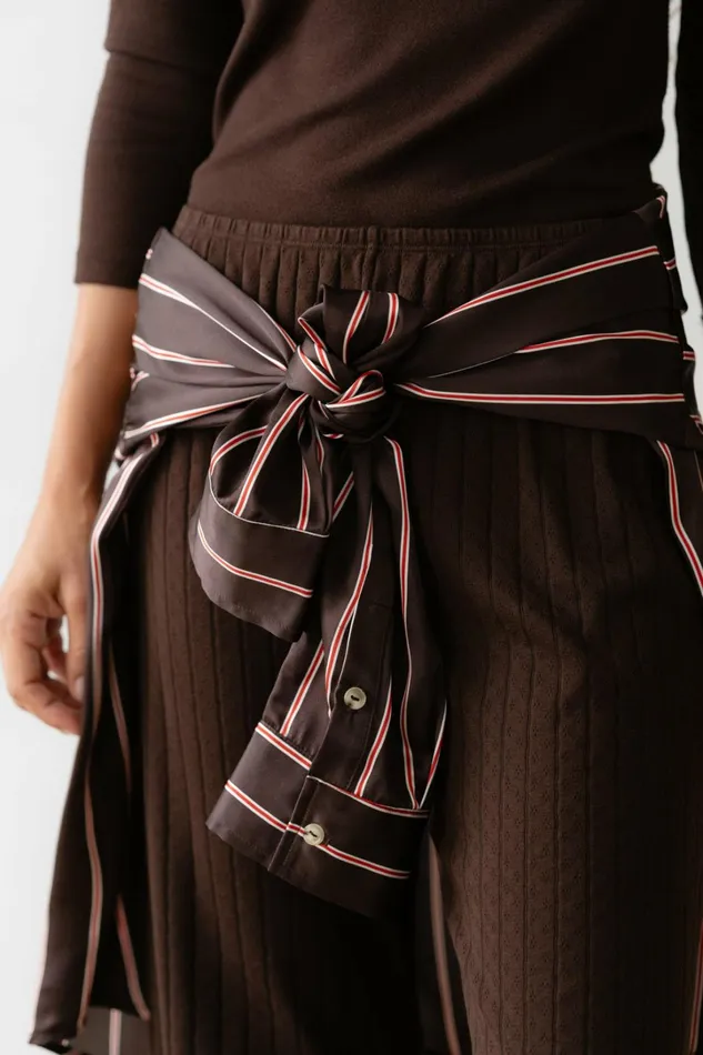 Women DONNI Bottoms The Silk Pinstripe Drawstring Pant