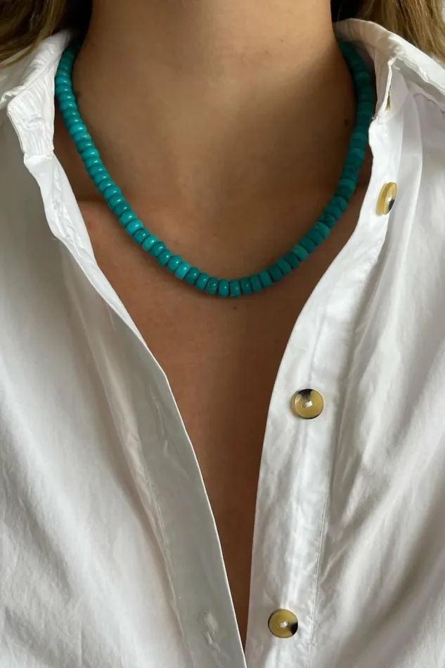 Women DONNI Jewelry Turquoise Rondelle Necklace