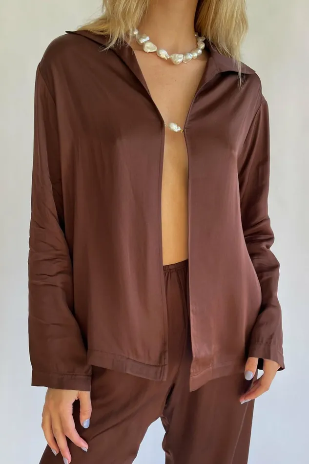 Women DONNI Tops Silky Baroque Pearl Top