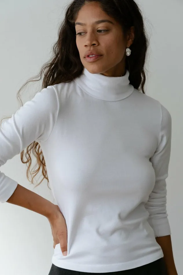 Women DONNI Tops The Baby Rib Turtleneck