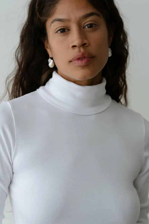 Women DONNI Tops The Baby Rib Turtleneck