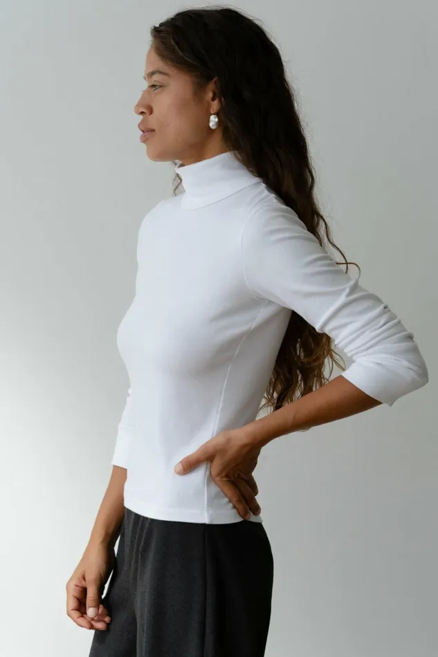 Women DONNI Tops The Baby Rib Turtleneck