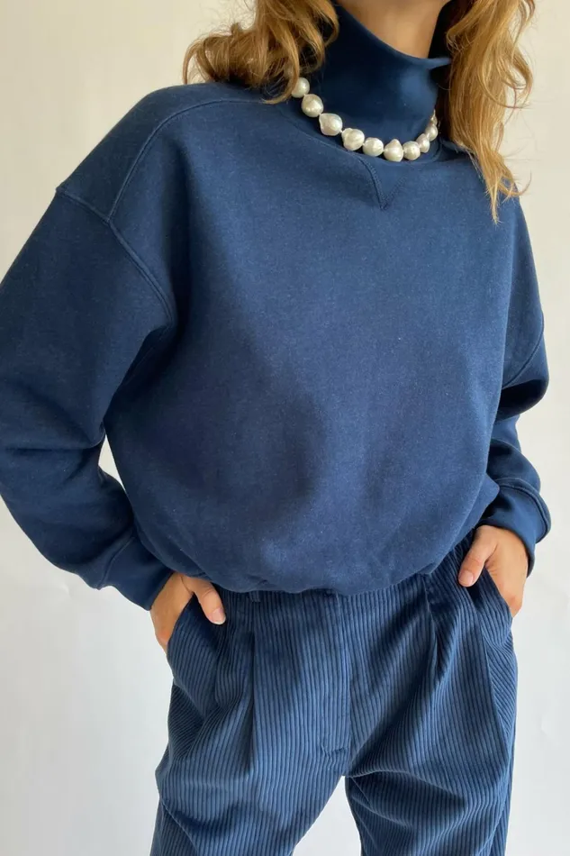 Women DONNI Tops The Eco Fleece Funnel Neck