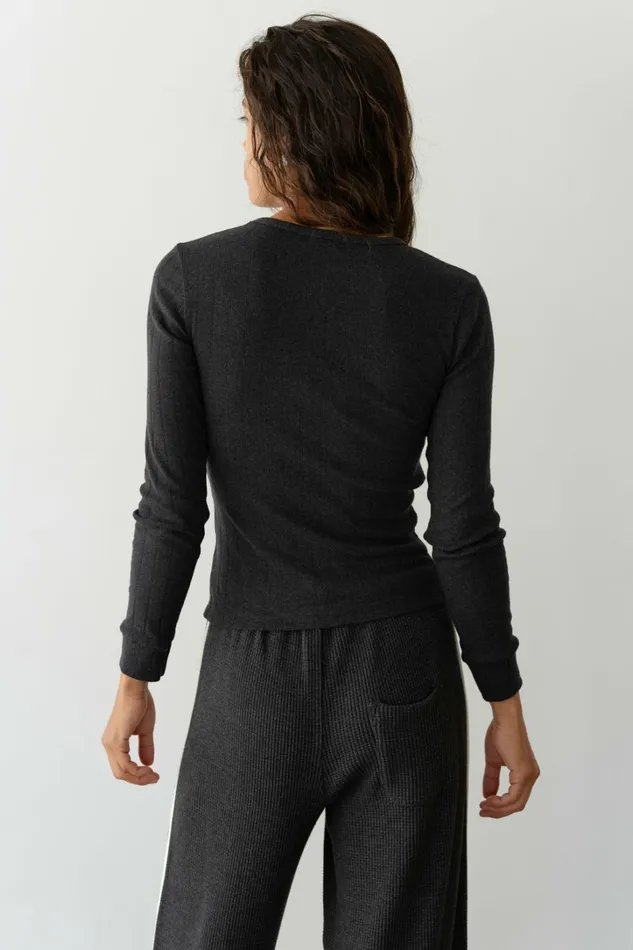 Women DONNI Tops The Pointelle Long Sleeve