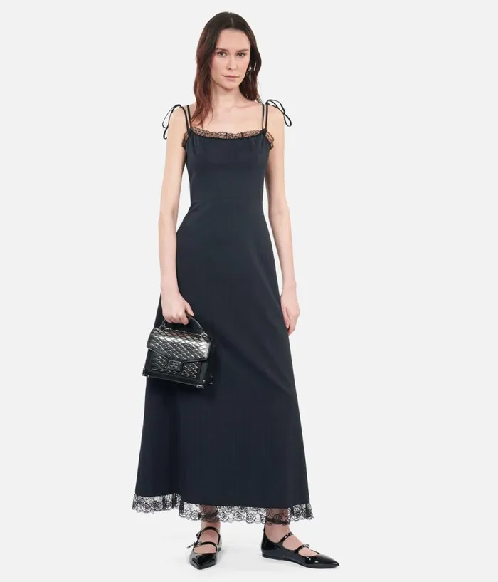Women Dresses and Jumpsuits THE KOOPLES Long Black Dress With Lace