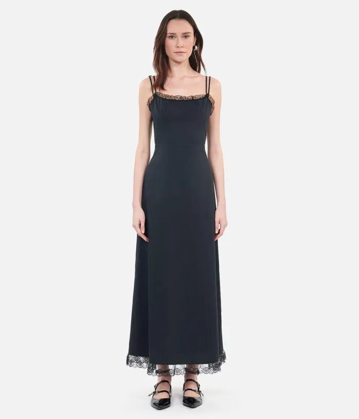 Women Dresses and Jumpsuits THE KOOPLES Long Black Dress With Lace Women Dresses and Jumpsuits THE KOOPLES Long Black Dress With Lace