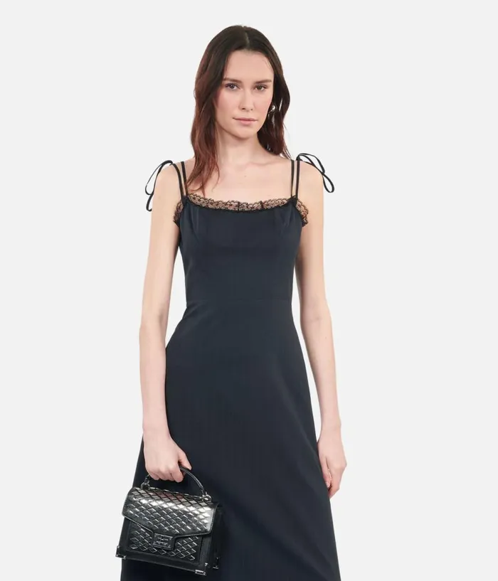Women Dresses and Jumpsuits THE KOOPLES Long Black Dress With Lace Women Dresses and Jumpsuits THE KOOPLES Long Black Dress With Lace