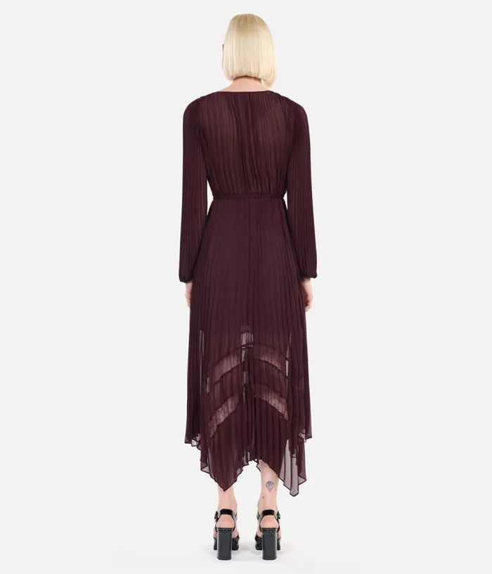 Women Dresses and Jumpsuits THE KOOPLES Long Burgundy Pleated Dress Women Dresses and Jumpsuits THE KOOPLES Long Burgundy Pleated Dress