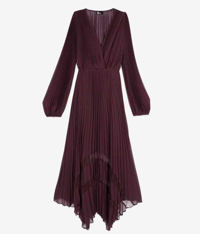 Women Dresses and Jumpsuits THE KOOPLES Long Burgundy Pleated Dress Women Dresses and Jumpsuits THE KOOPLES Long Burgundy Pleated Dress
