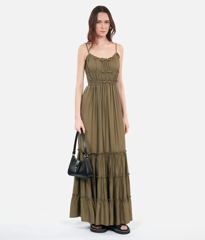 Women Dresses and Jumpsuits THE KOOPLES Long Kaki Dress With Bows