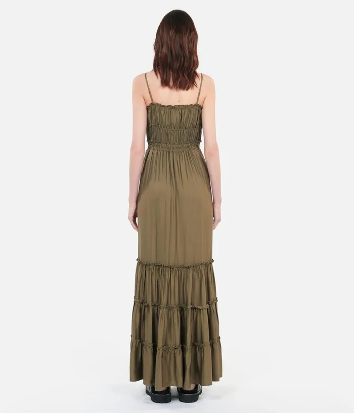 Women Dresses and Jumpsuits THE KOOPLES Long Kaki Dress With Bows Women Dresses and Jumpsuits THE KOOPLES Long Kaki Dress With Bows