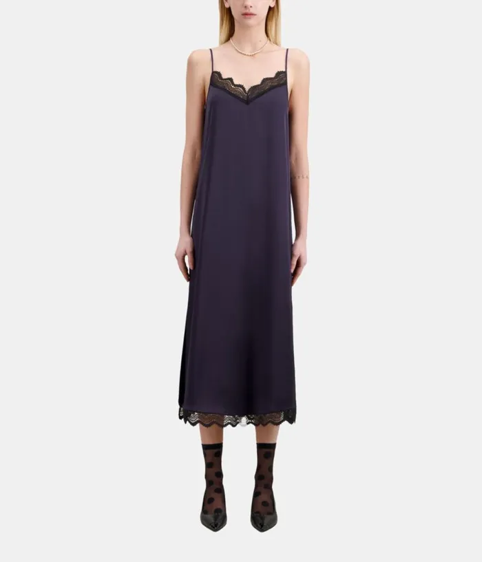 Women Dresses and Jumpsuits THE KOOPLES Long Navy Blue Slip Dress Women Dresses and Jumpsuits THE KOOPLES Long Navy Blue Slip Dress