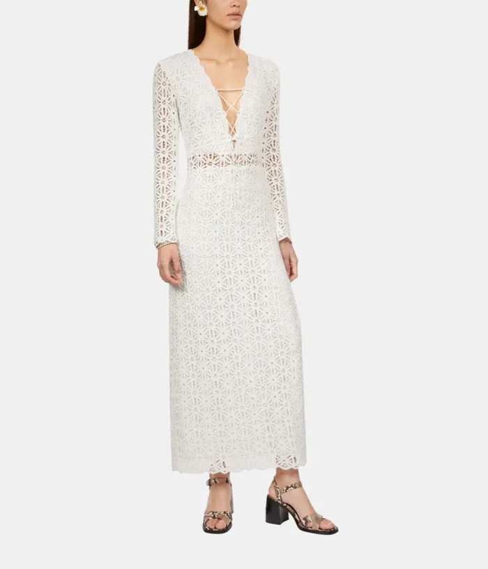 Women Dresses and Jumpsuits THE KOOPLES Long White Guipure Dress Women Dresses and Jumpsuits THE KOOPLES Long White Guipure Dress