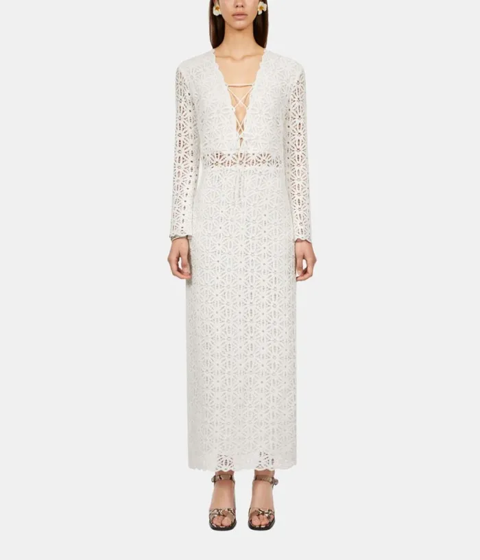Women Dresses and Jumpsuits THE KOOPLES Long White Guipure Dress Women Dresses and Jumpsuits THE KOOPLES Long White Guipure Dress