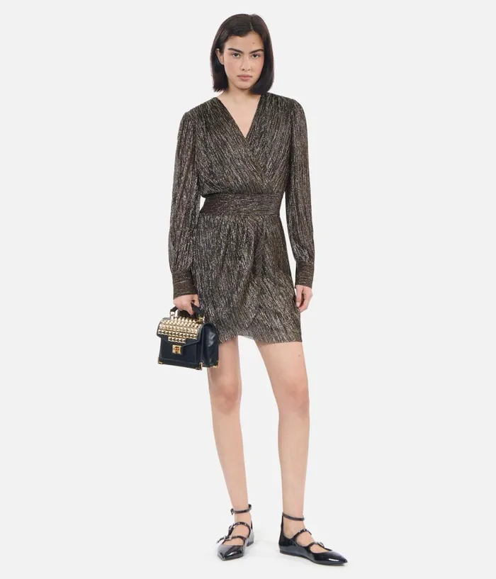 Women Dresses and Jumpsuits THE KOOPLES Metallic Bronze Short Dress