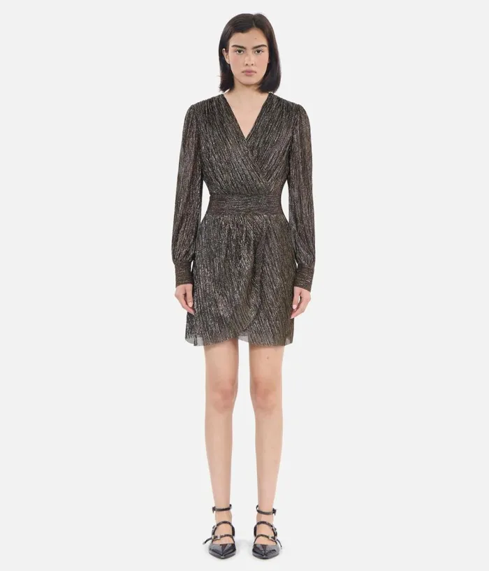 Women Dresses and Jumpsuits THE KOOPLES Metallic Bronze Short Dress Women Dresses and Jumpsuits THE KOOPLES Metallic Bronze Short Dress
