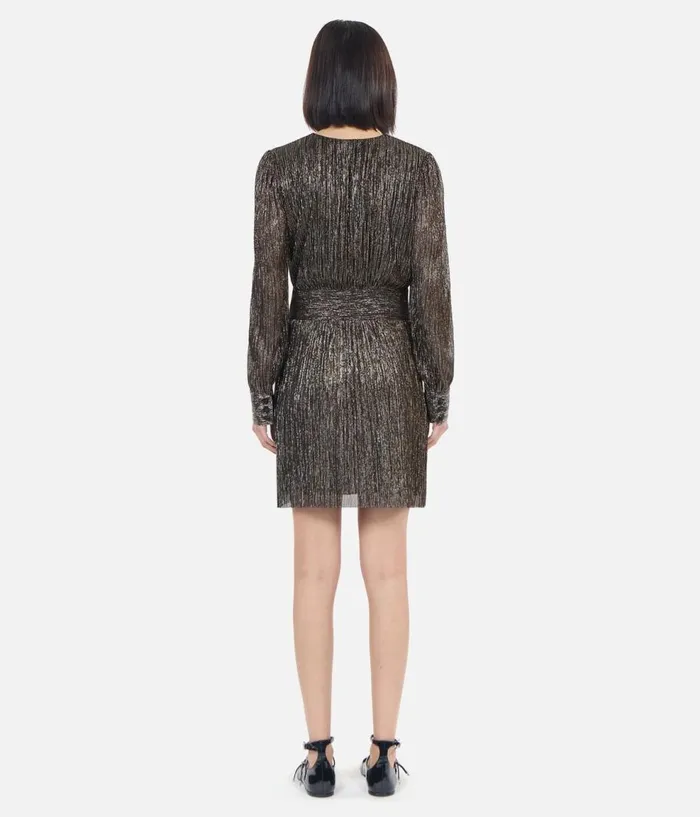 Women Dresses and Jumpsuits THE KOOPLES Metallic Bronze Short Dress Women Dresses and Jumpsuits THE KOOPLES Metallic Bronze Short Dress