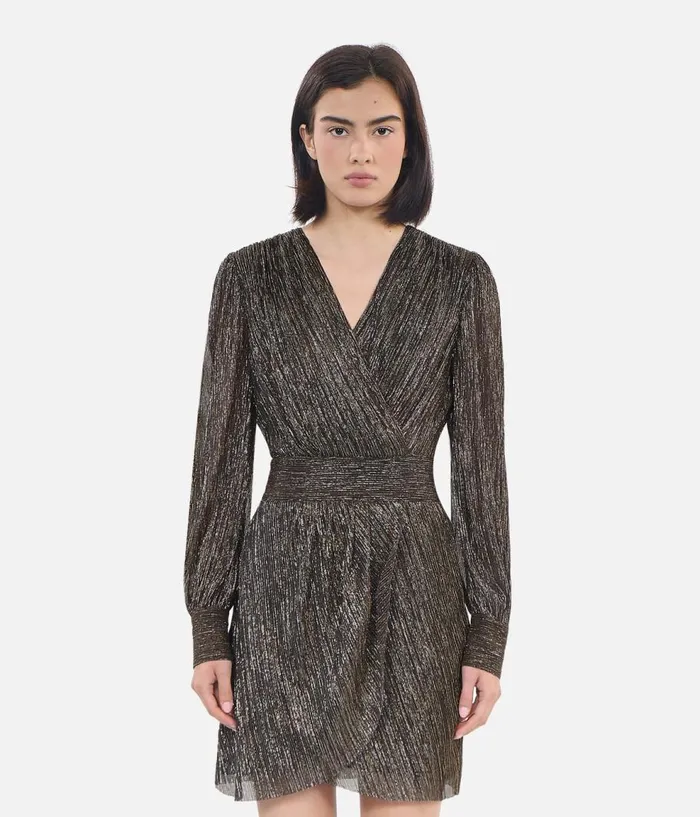 Women Dresses and Jumpsuits THE KOOPLES Metallic Bronze Short Dress Women Dresses and Jumpsuits THE KOOPLES Metallic Bronze Short Dress