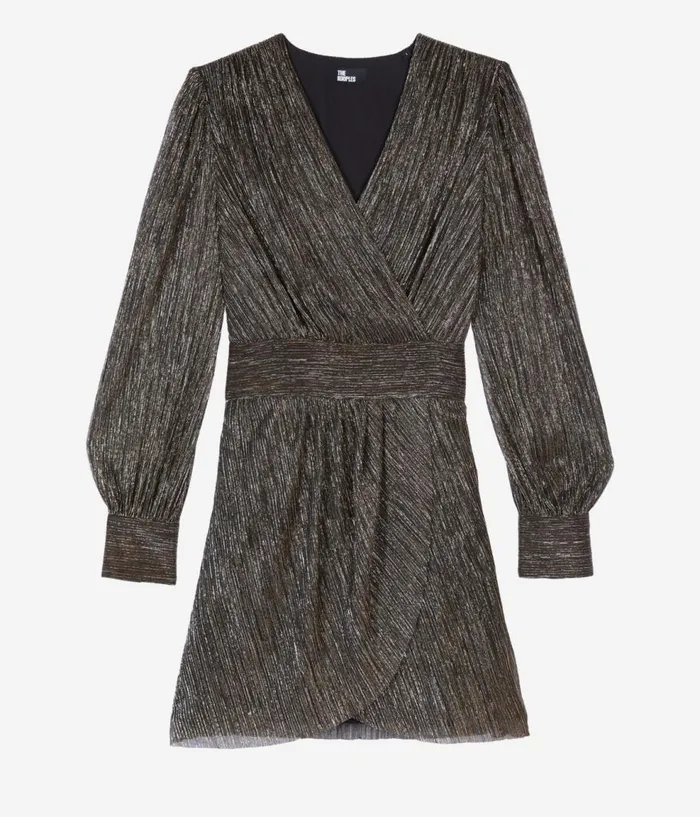 Women Dresses and Jumpsuits THE KOOPLES Metallic Bronze Short Dress Women Dresses and Jumpsuits THE KOOPLES Metallic Bronze Short Dress