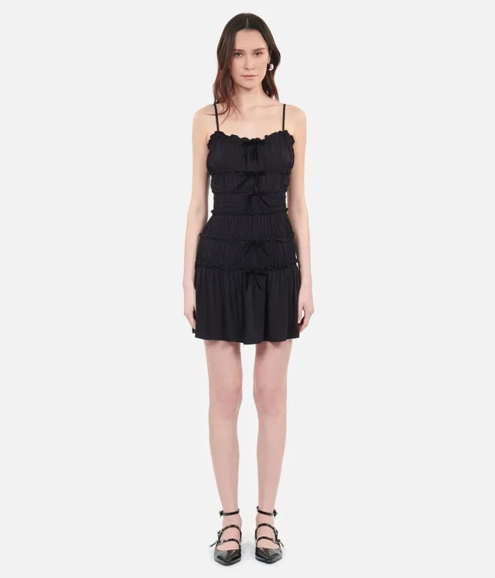 Women Dresses and Jumpsuits THE KOOPLES Short Black Dress With Bows Women Dresses and Jumpsuits THE KOOPLES Short Black Dress With Bows