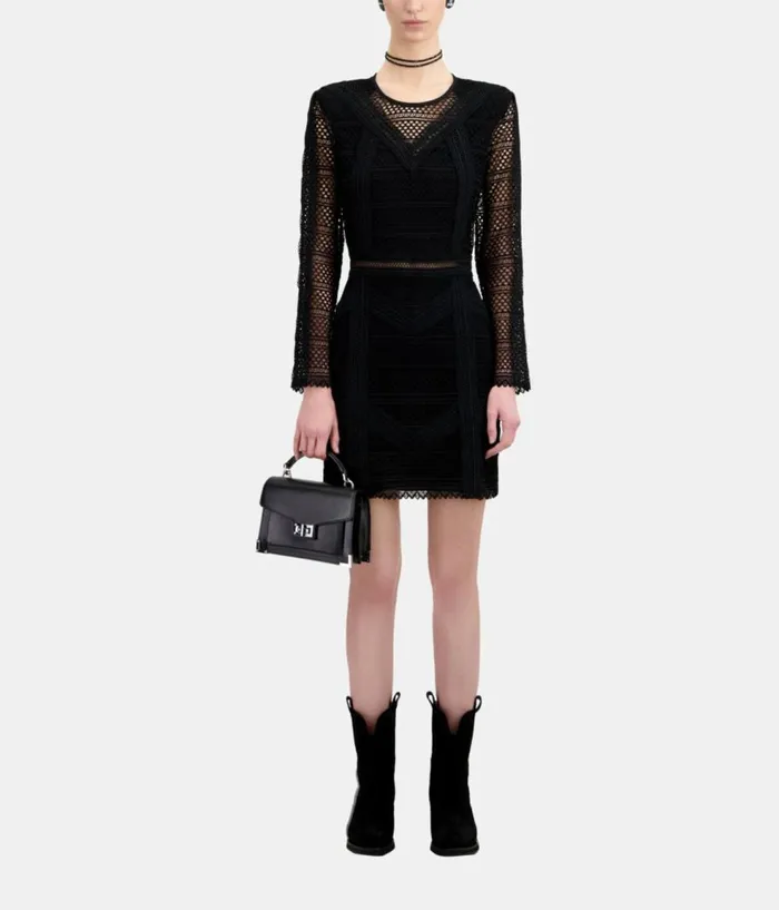 Women Dresses and Jumpsuits THE KOOPLES Short Black Guipure Dress Women Dresses and Jumpsuits THE KOOPLES Short Black Guipure Dress
