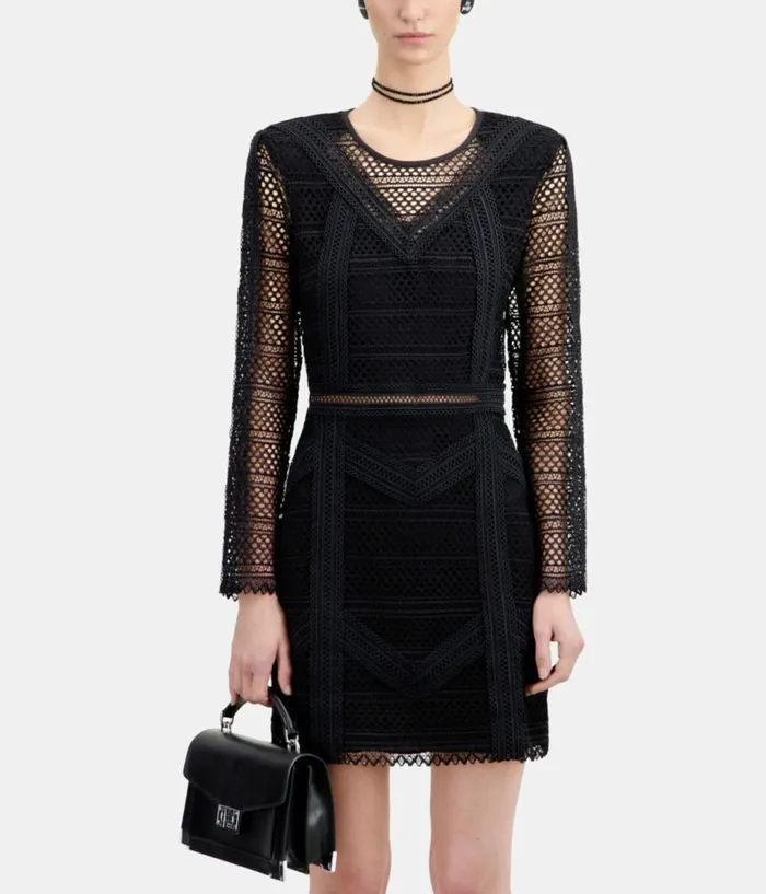Women Dresses and Jumpsuits THE KOOPLES Short Black Guipure Dress Women Dresses and Jumpsuits THE KOOPLES Short Black Guipure Dress
