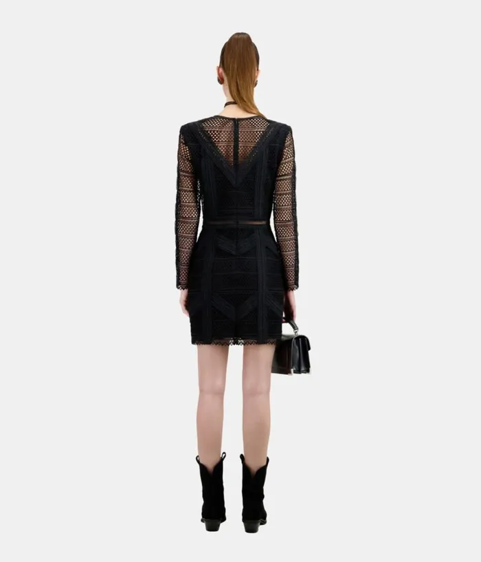 Women Dresses and Jumpsuits THE KOOPLES Short Black Guipure Dress Women Dresses and Jumpsuits THE KOOPLES Short Black Guipure Dress