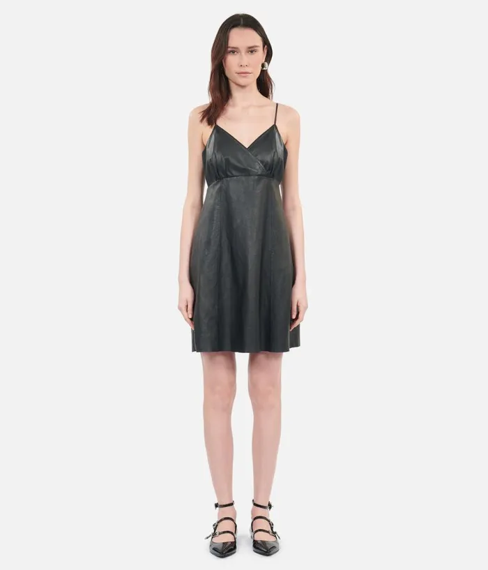 Women Dresses and Jumpsuits THE KOOPLES Short Black Leather Dress Women Dresses and Jumpsuits THE KOOPLES Short Black Leather Dress