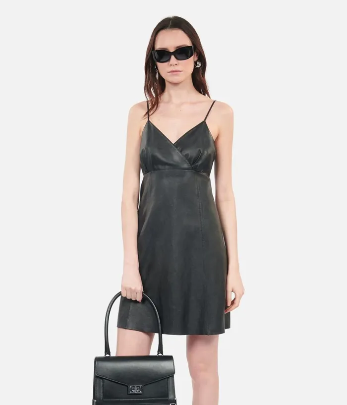 Women Dresses and Jumpsuits THE KOOPLES Short Black Leather Dress Women Dresses and Jumpsuits THE KOOPLES Short Black Leather Dress