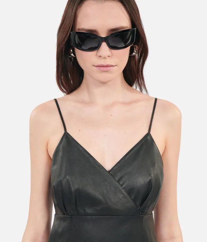 Women Dresses and Jumpsuits THE KOOPLES Short Black Leather Dress Women Dresses and Jumpsuits THE KOOPLES Short Black Leather Dress