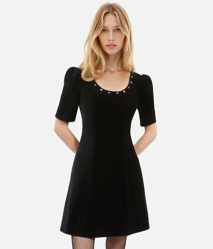 Women Dresses and Jumpsuits THE KOOPLES Short Black Velvet Dress Women Dresses and Jumpsuits THE KOOPLES Short Black Velvet Dress