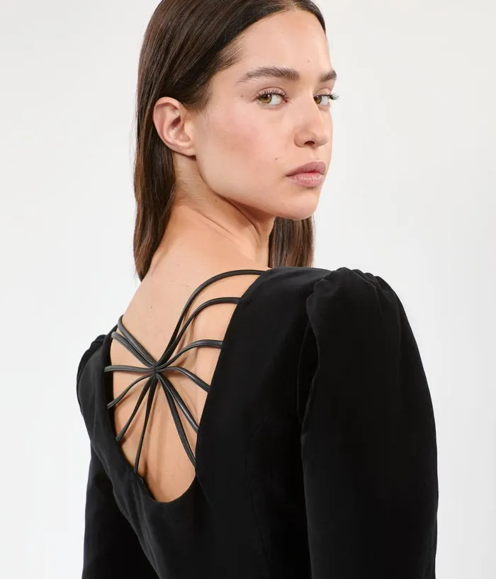 Women Dresses and Jumpsuits THE KOOPLES Short Black Velvet Dress Women Dresses and Jumpsuits THE KOOPLES Short Black Velvet Dress