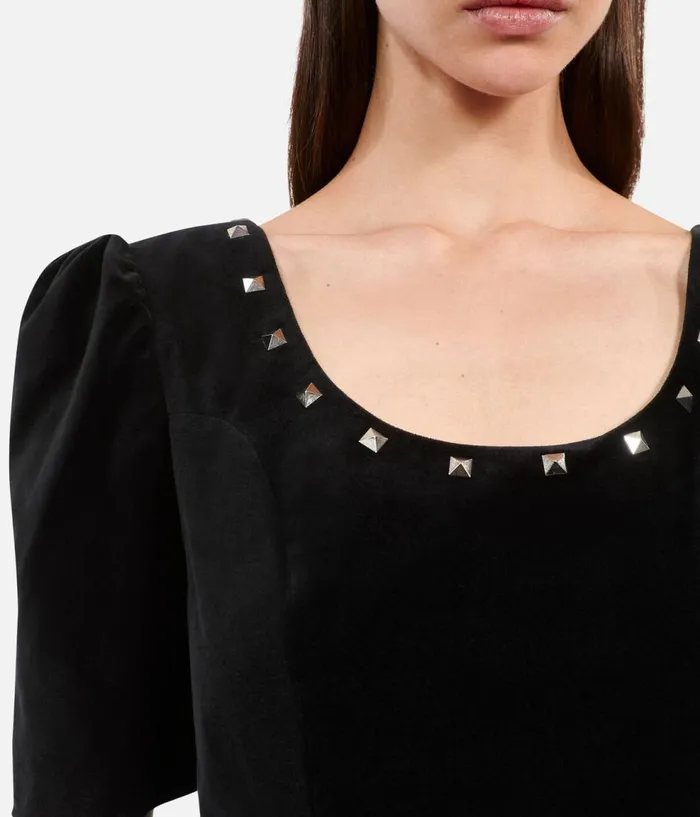 Women Dresses and Jumpsuits THE KOOPLES Short Black Velvet Dress Women Dresses and Jumpsuits THE KOOPLES Short Black Velvet Dress