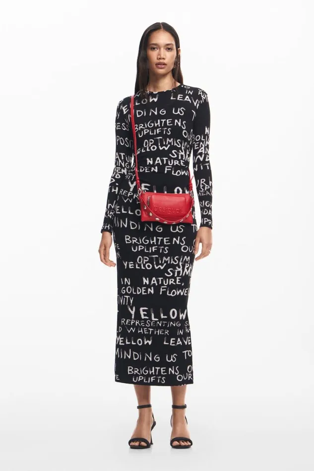 Women Dresses And Jumpsuits Desigual Midi Dress With Phrases