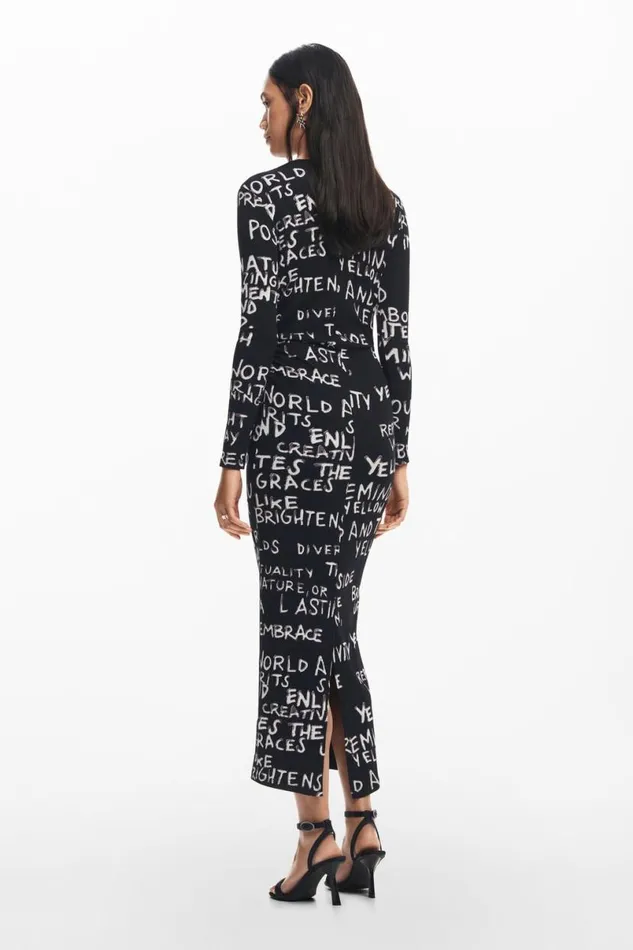 Women Dresses And Jumpsuits Desigual Midi Dress With Phrases