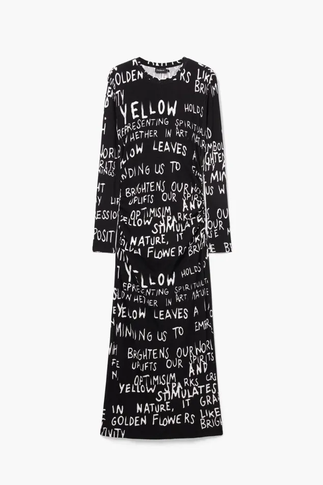 Women Dresses And Jumpsuits Desigual Midi Dress With Phrases
