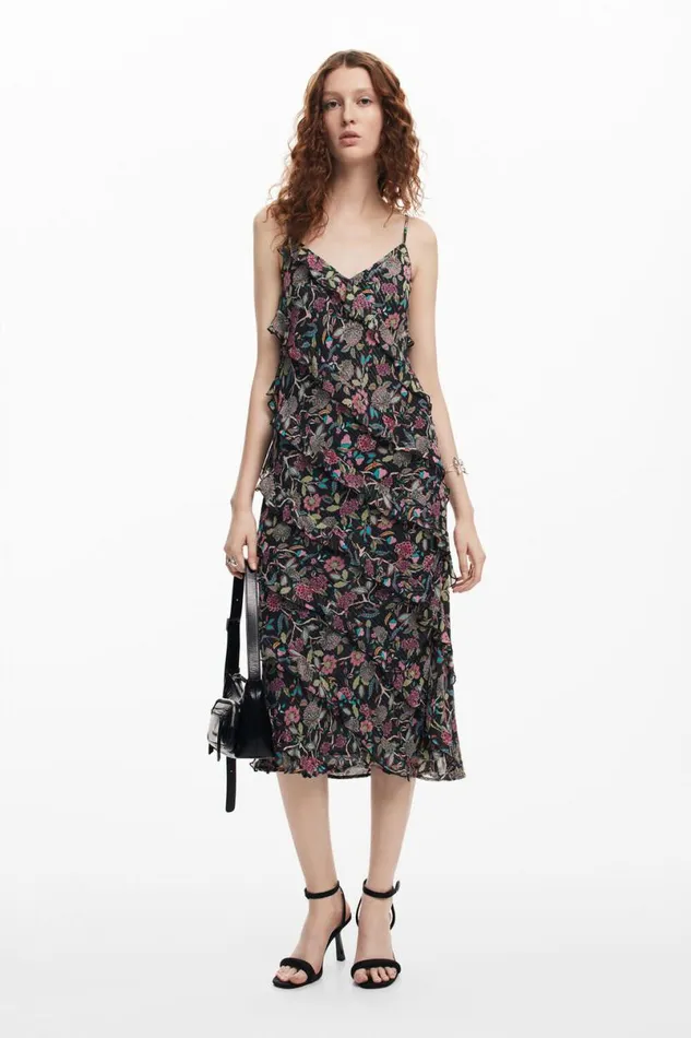 Women Dresses And Jumpsuits Desigual Midi Dress With Ruffles