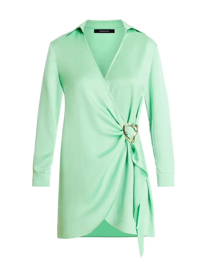 Women Dresses BCBG Connie Faux Wrap Mini Dress Greengage