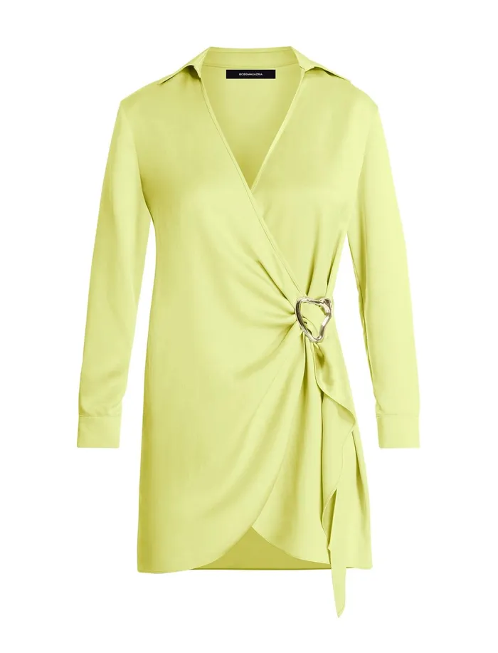 Women Dresses BCBG Connie Faux Wrap Mini Dress Yellow Plum