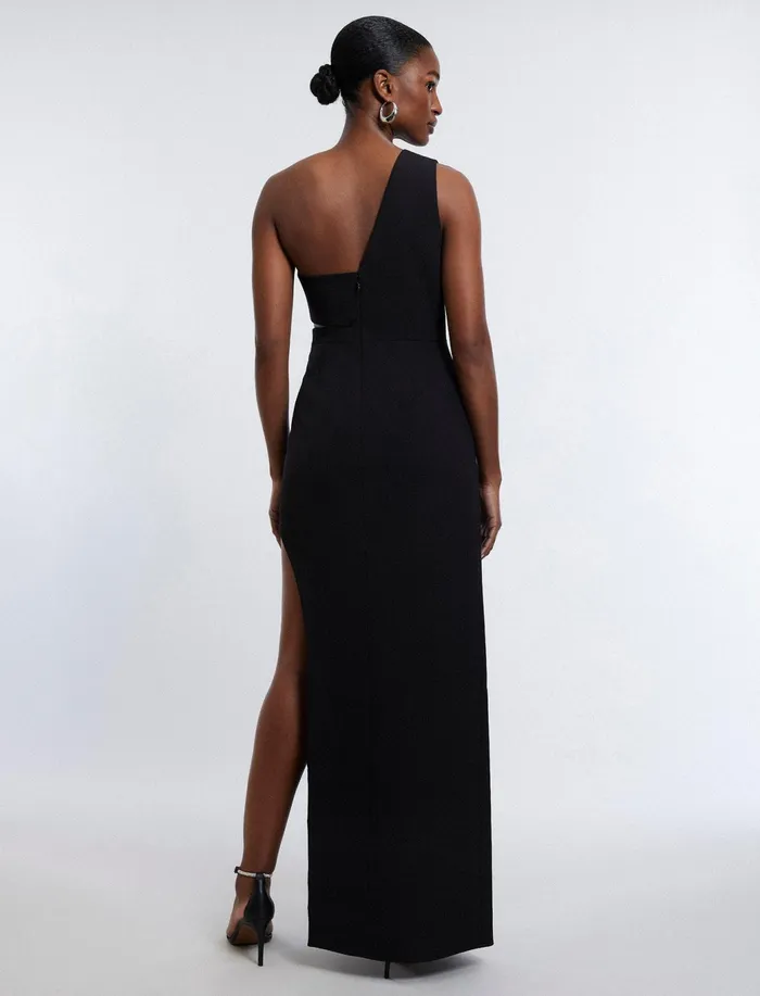 Women Dresses BCBG Kai One Shoulder Cutout Gown Black