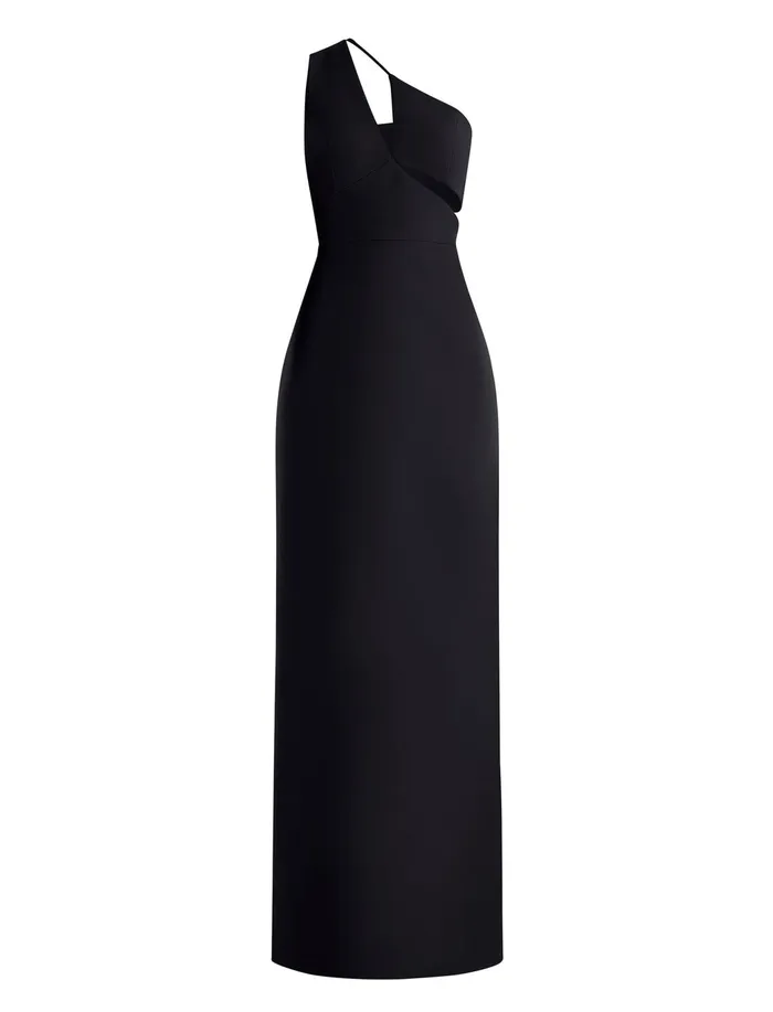 Women Dresses BCBG Kai One Shoulder Cutout Gown Black