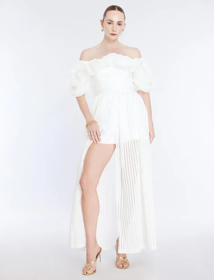 Women Dresses BCBG Maisie Off Shoulder Gown Gardenia